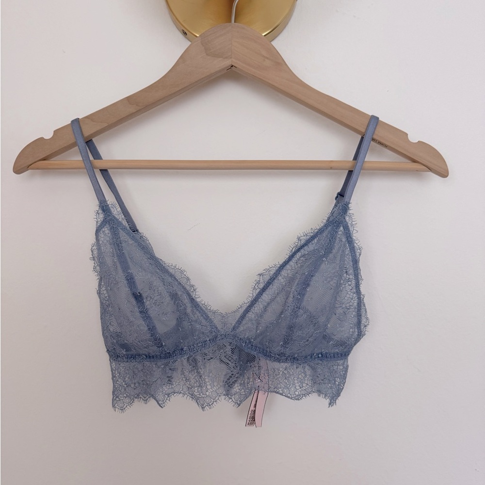 Victoria's Secret - Delicate Lace Bralette in Soft Blue - Size Medium